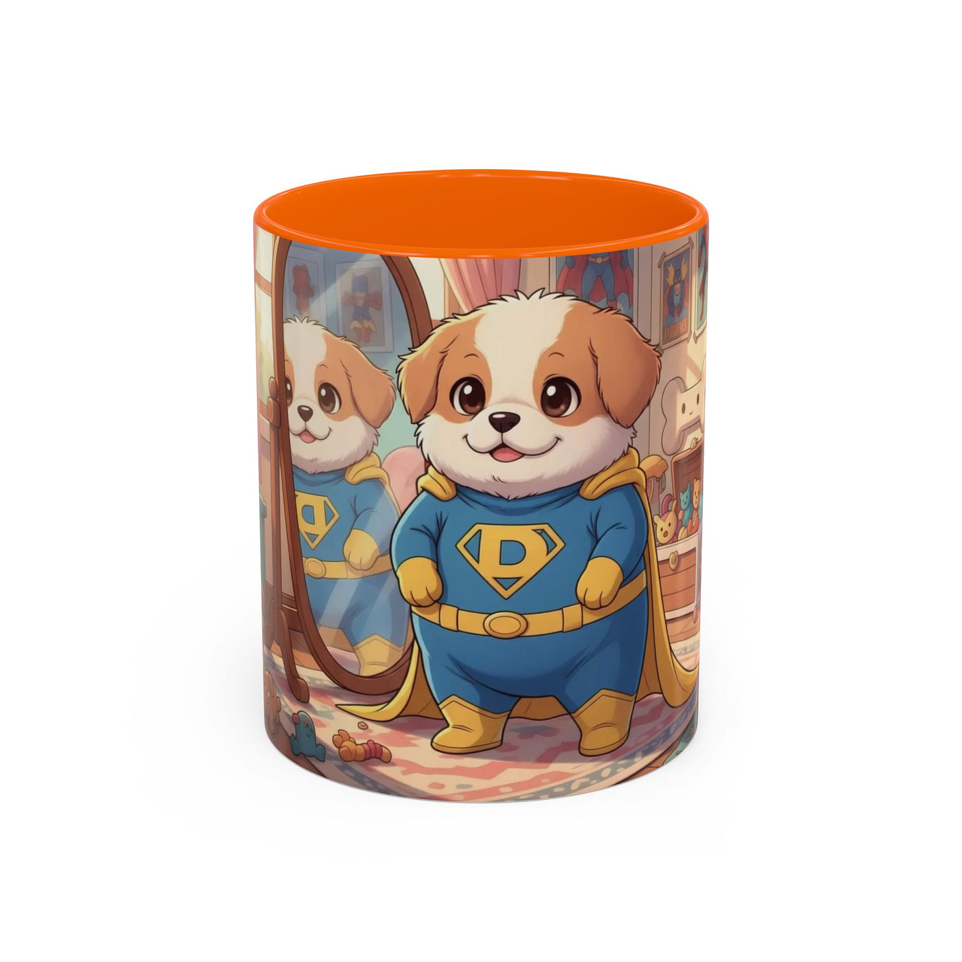 Super Pup Coffee Mug - Cute Puppy in Superhero Costume Accent Mug 11oz