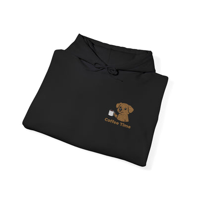 Coffee Time Dog Embroidered style 2 Unisex Pullover Hoodie