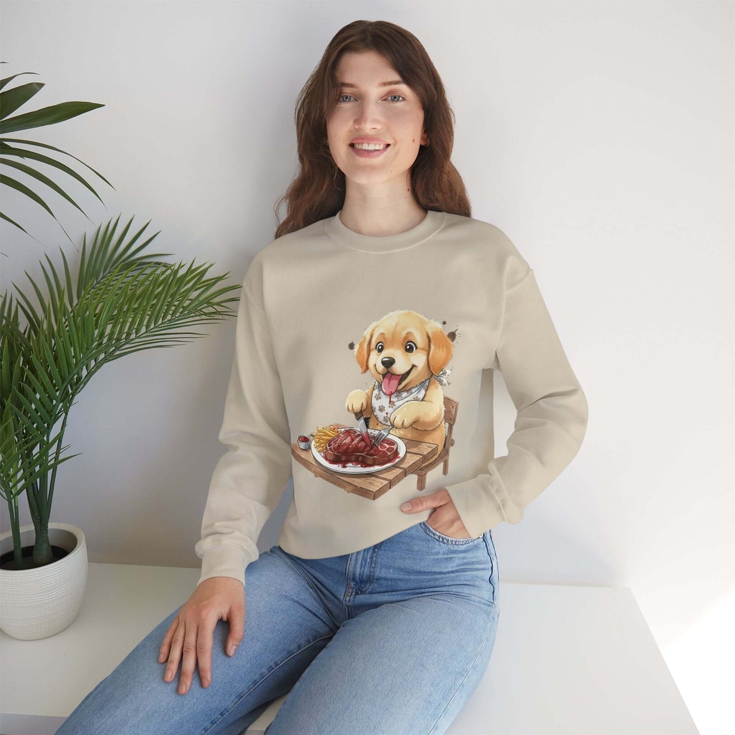 Watercolor Dog painting Unisex Crewneck Sweatshirt style 1
