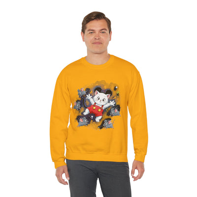 Watercolor painting style 2 Men & Women Cute Cat Pile Crewneck Sweatshirt