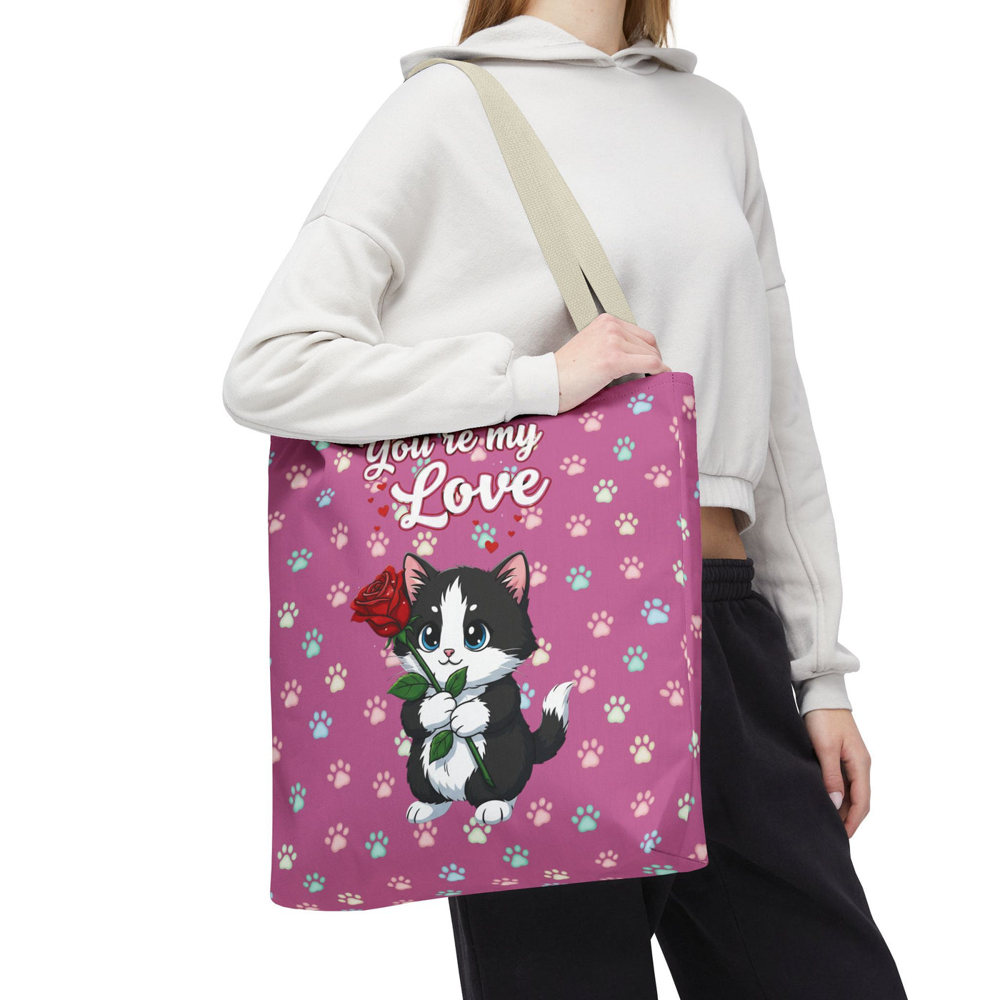 Cute Cat Lover Tote Bag - You're My Love style 1
