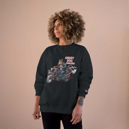 Angry Dog Onboard Graphic Champion Crewneck Sweatshirt style 3