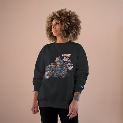 Angry Dog Onboard Graphic style 3 Champion Crewneck Sweatshirt for Gamers & Sci‑Fi Fans