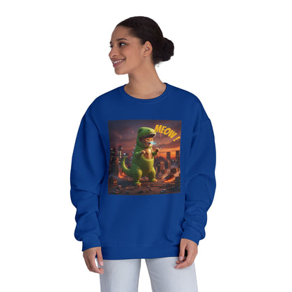 Tyrannosaurus Cat in city Unisex NuBlend Sweatshirt style 2