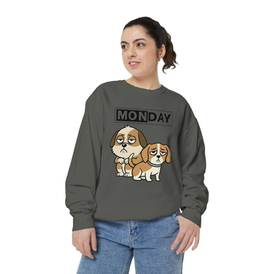 Monday Face Dog Stares Blankly Unisex Crewneck Sweatshirt style 1