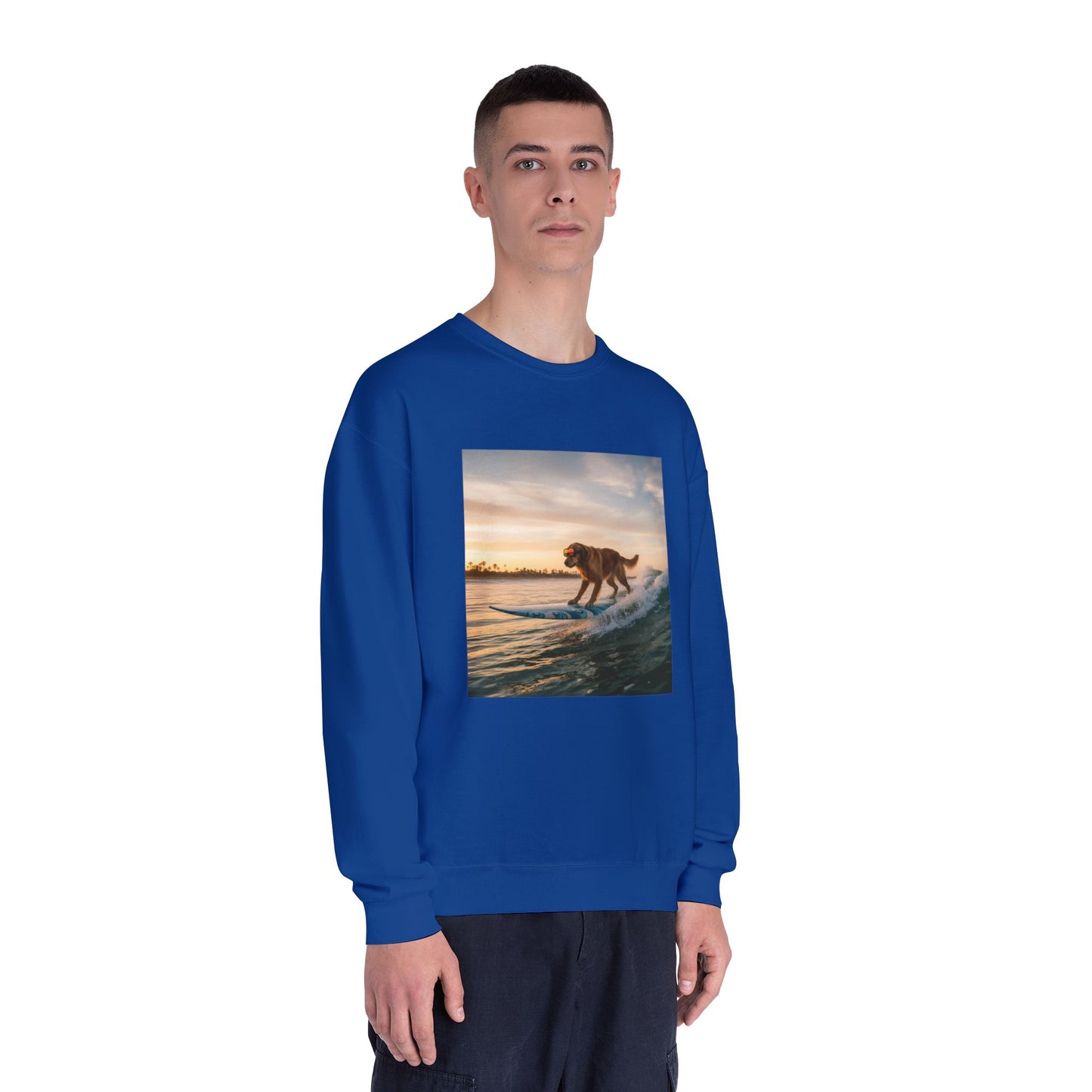 Surfing Dog Graphic Unisex NuBlend Crewneck Sweatshirt style 2