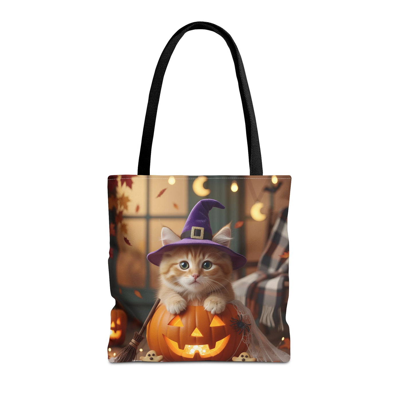 Adorable Halloween Cat Tote Bag, Cute Pet Lover Gift, Trick or Treat Bag, Fall Accessory, Spooky Cat Design