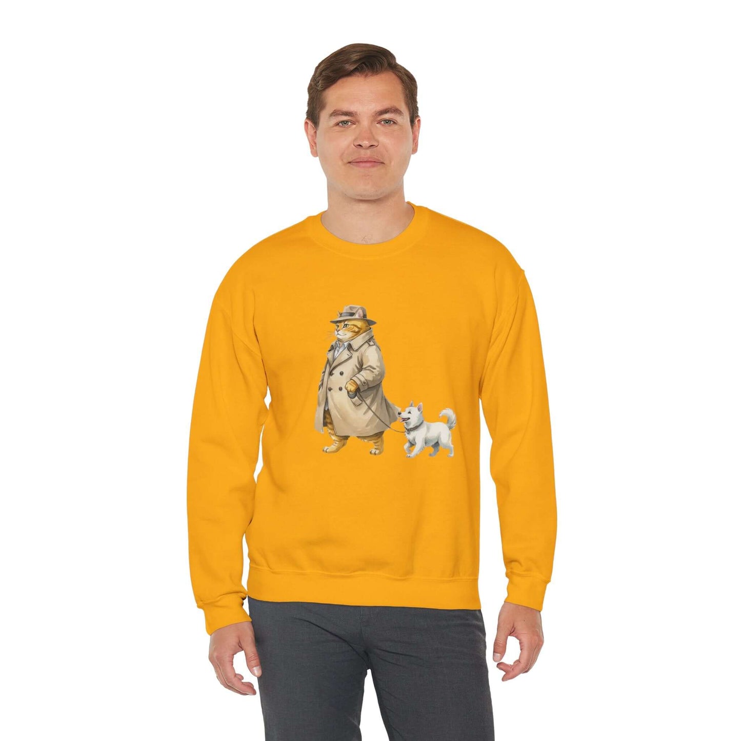 Watercolor Cat & Dog painting unisex Crewneck Sweatshirt style 2
