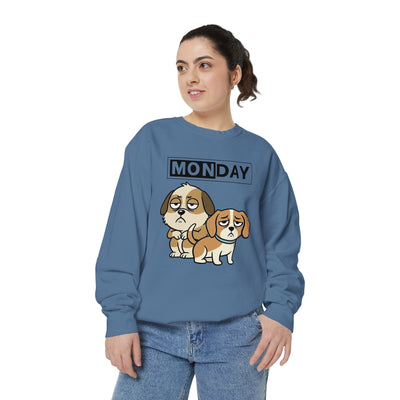 Monday Face Dog Stares Blankly Unisex Crewneck Sweatshirt style 1