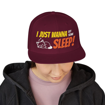 I just wanna get some sleep Embroidered Cute Cat Snapback Hat