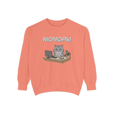 Monday Face Cat Stares Blankly Unisex Crewneck Sweatshirt style 2