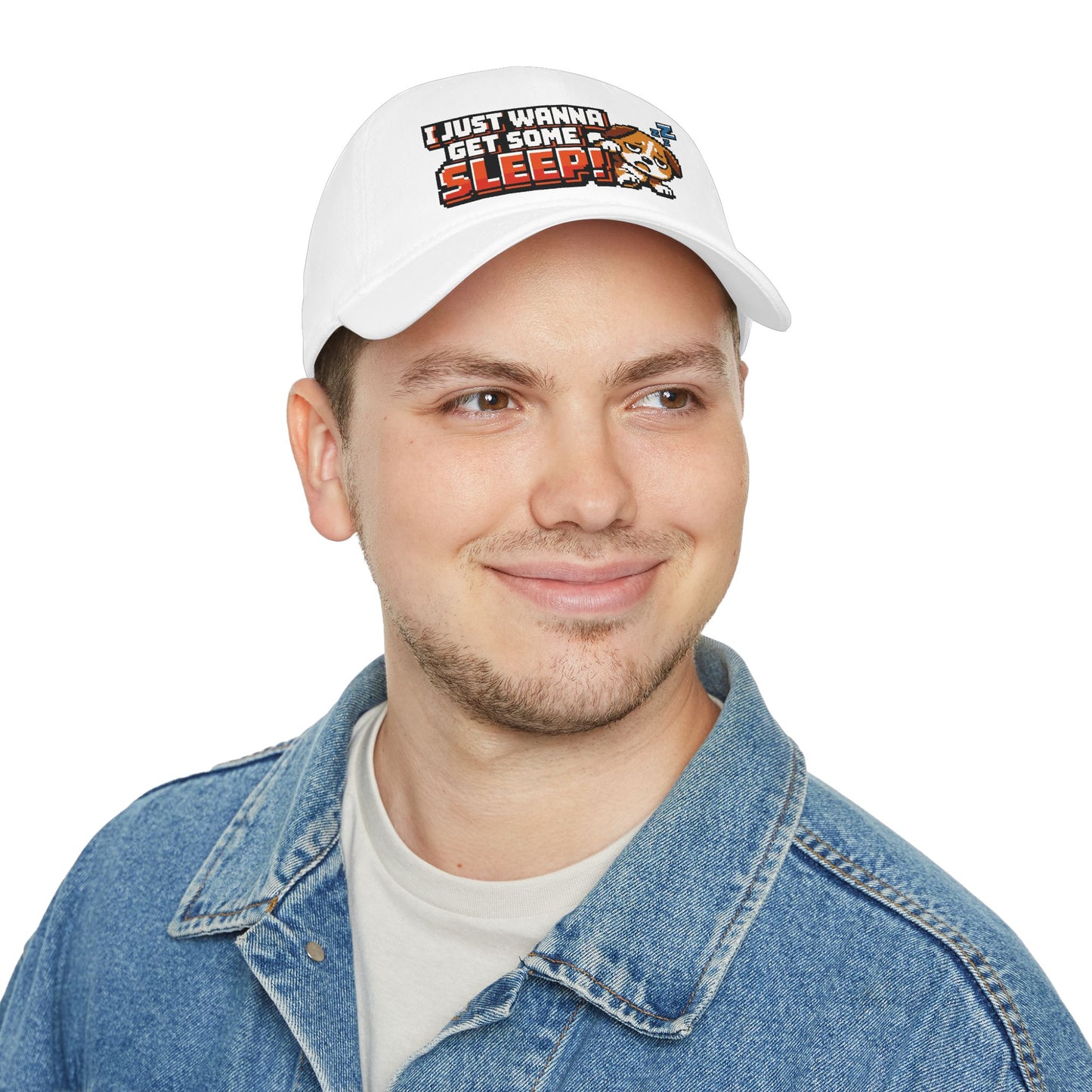 I Just Wanna Get Some Sleep Pixel Dog Low Profile Cap Hat
