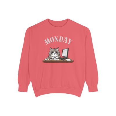 Monday Face Cat Stares Blankly Unisex Crewneck Sweatshirt style 5