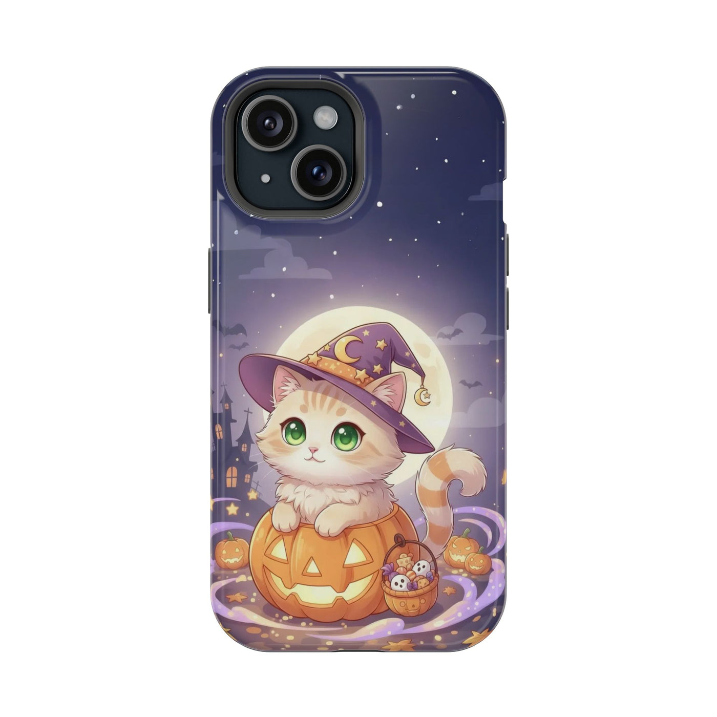 Halloween cute kitten anime style 4 Magnetic Phone Case, Cat Lover Gift, Impact-Resistant iPhone Case, Funny Pet Accessory, Unique Animal Design