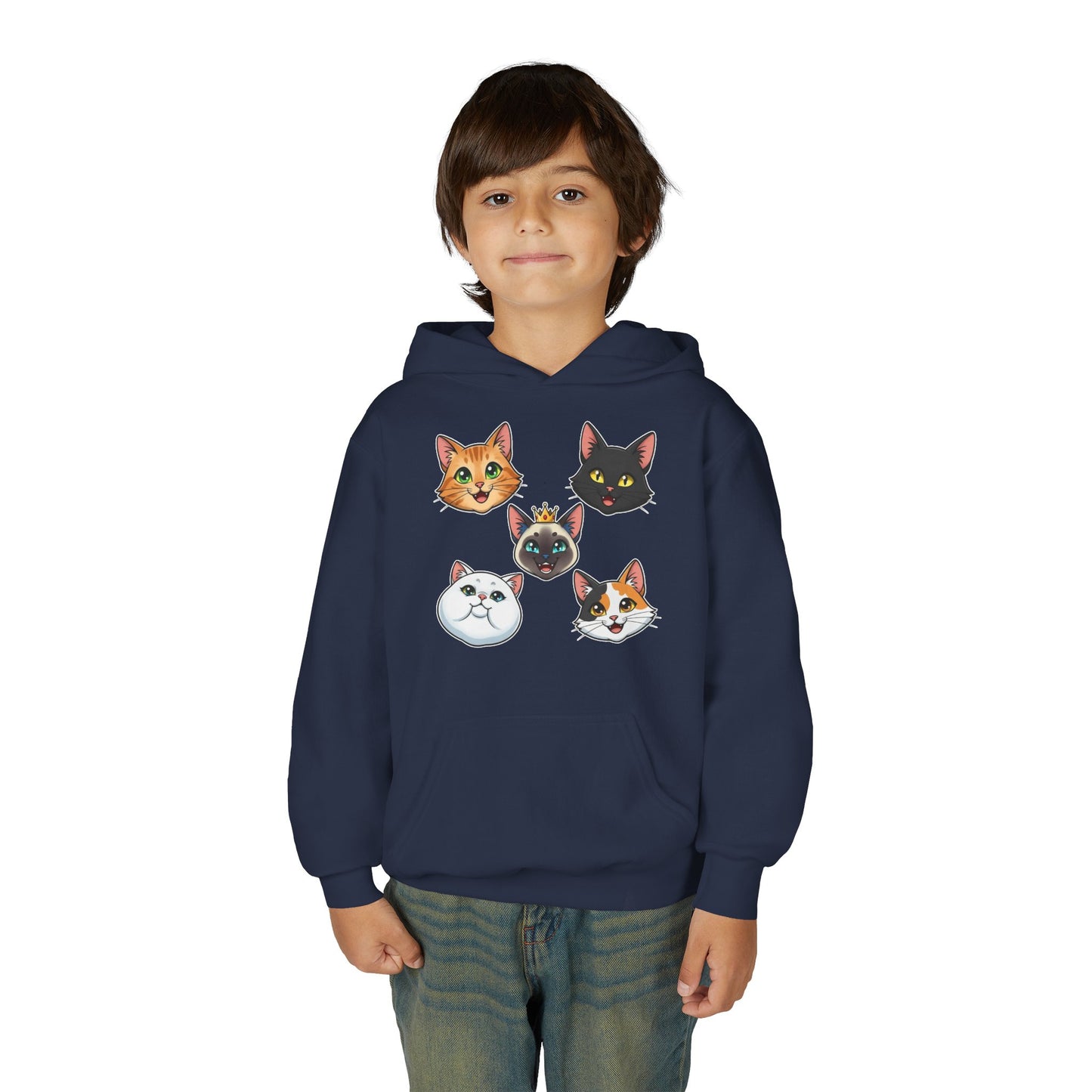 Fun Cat Heads Unisex Youth & Kids Heavy Blend Hoodie