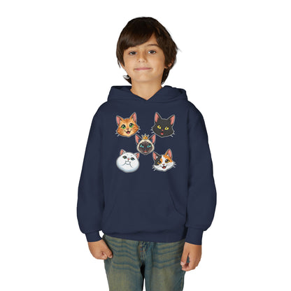 Fun Cat Heads Unisex Youth & Kids Heavy Blend Hoodie