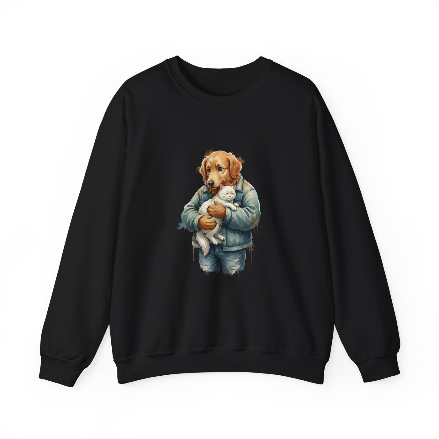 Watercolor painting style 12 Men & Women Cute Cat Pile Crewneck Sweatshirt