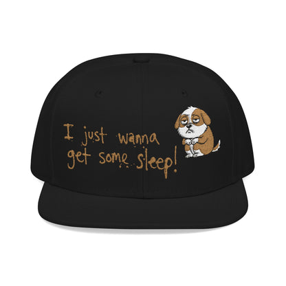 I just wanna get some sleep Embroidered Cute Puppy Snapback Hat