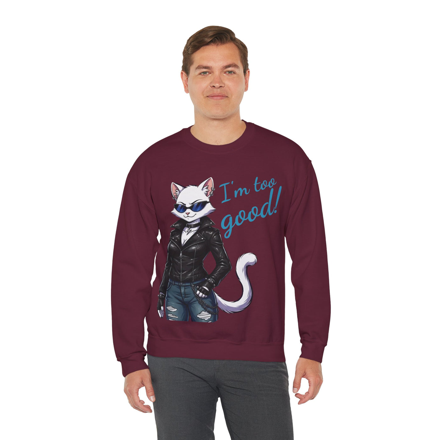 Cool Cat style 3 Unisex Crewneck Sweatshirt | Cozy Gift for Cat Lovers, Casual Wear, Unique Graphic Sweatshirt, Birthday Gift, Everyday Style