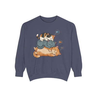 3 Cute Sleeping Cats style 2 Cozy Graphic Unisex Crewneck Sweatshirt
