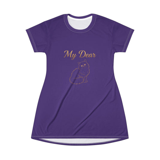 My Dear - Cat Print T-Shirt Dress