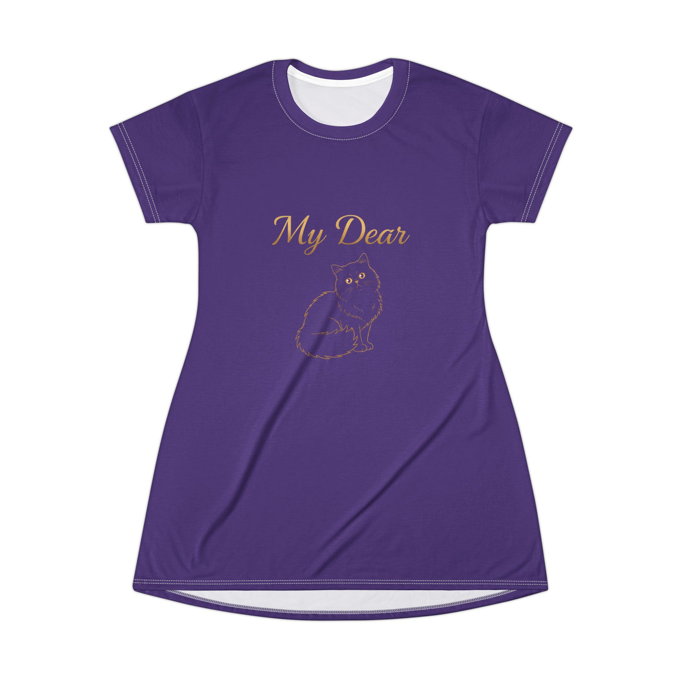 Cat "My Dear" Print T-Shirt Dress - Perfect for Pet Lovers