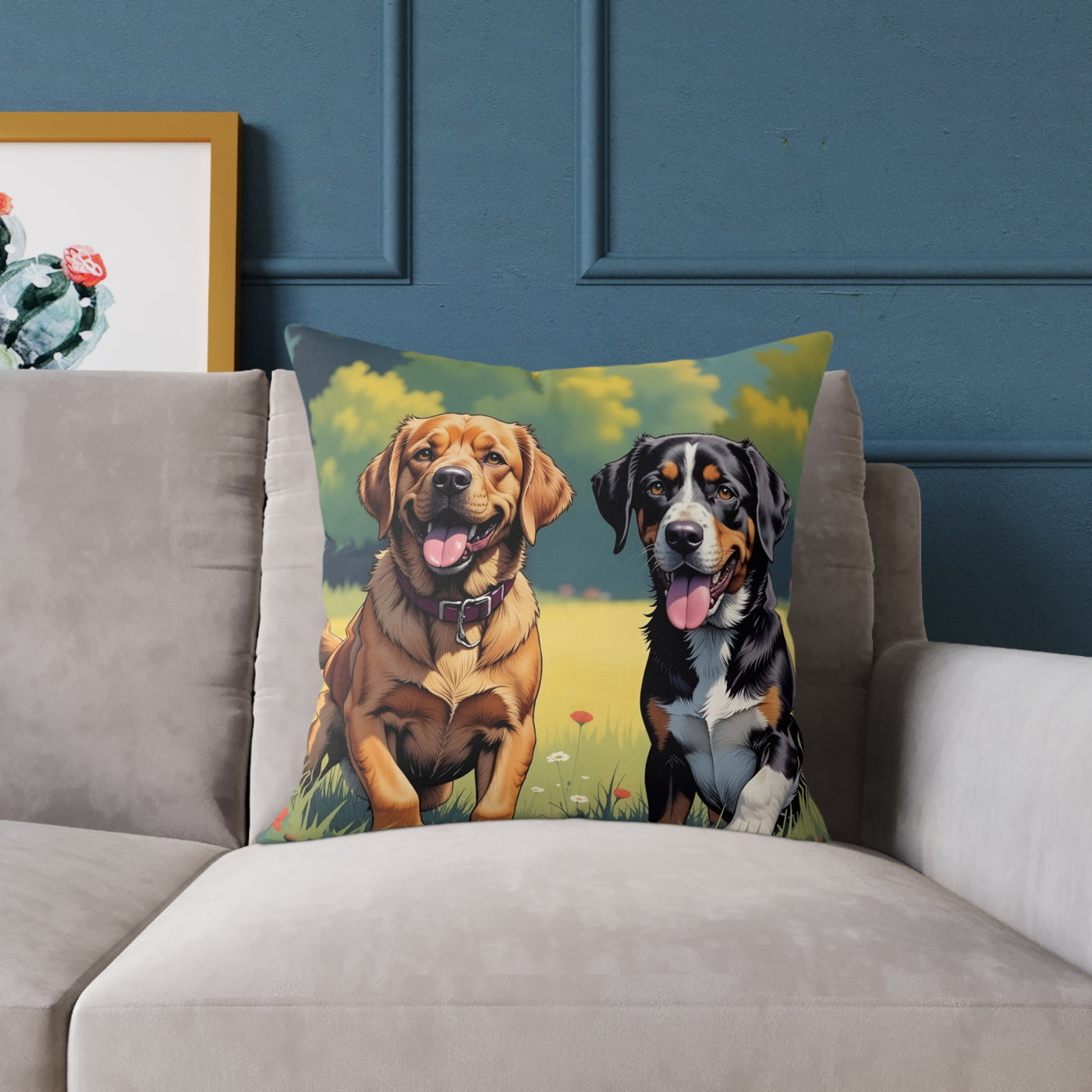 Dog Art style 2 Pillow, Pet Lover Gift, Home Decor, Animal Lover Cushion, Custom Pet Pillow