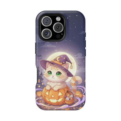 Halloween cute kitten anime style 4 Magnetic Phone Case, Cat Lover Gift, Impact-Resistant iPhone Case, Funny Pet Accessory, Unique Animal Design