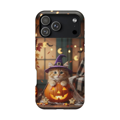 Halloween cute kitten photo style 1 Magnetic Phone Case, Cat Lover Gift, Impact-Resistant iPhone Case, Funny Pet Accessory, Unique Animal Design
