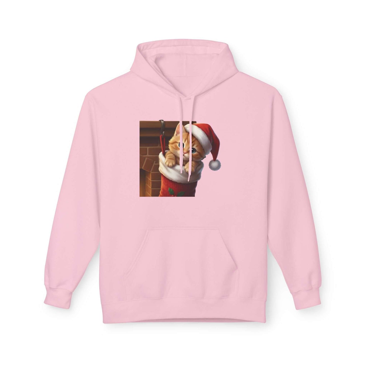 Kitten hiding in Christmas stocking Unisex Fleece Hoodie style 4