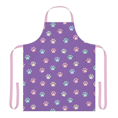 Cute Pet Lover's Apron with 5-Color Straps, Cat Paw Print Kitchen Apron, Gift for Animal Lovers, Cooking Accessory, Pet-Themed Gift