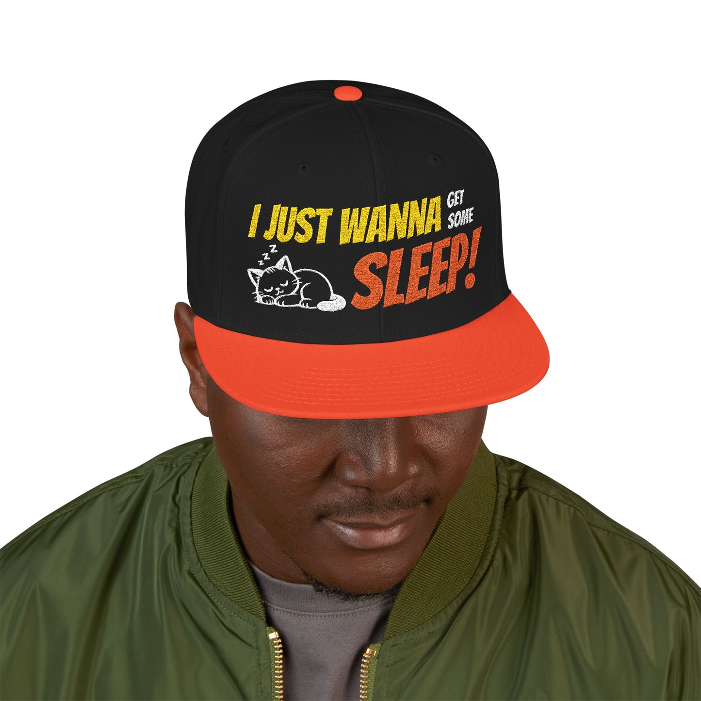 I just wanna get some sleep Embroidered Cute Cat Snapback Hat