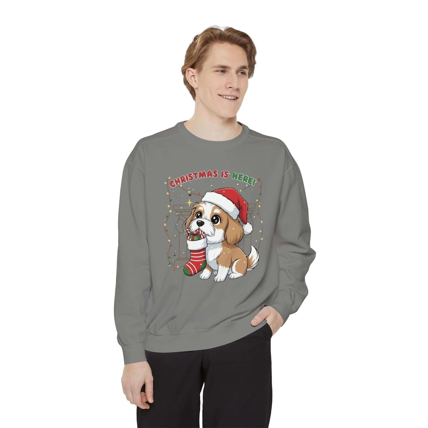 Puppy wait for Christmas presents Unisex Crewneck Sweatshirt style 5