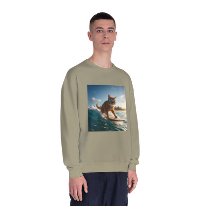 Surfing Cat Unisex NuBlend Crewneck Sweatshirt style 1