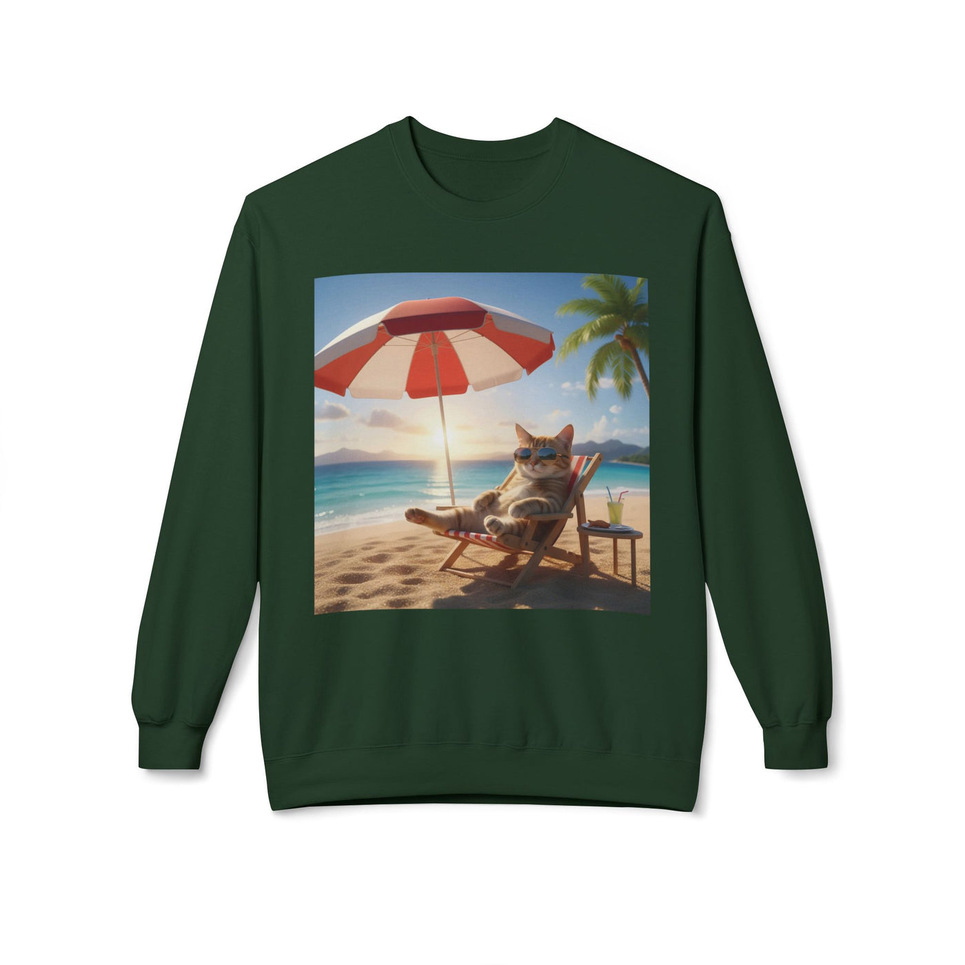 Beach Vibes Cat Crewneck Sweatshirt