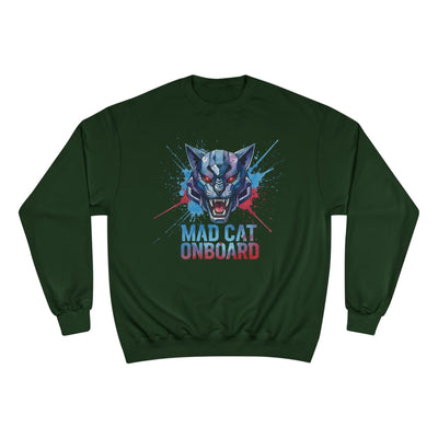 Mad Cat Onboard Graphic style 3 Champion Crewneck Sweatshirt for Gamers & Sci‑Fi Fans