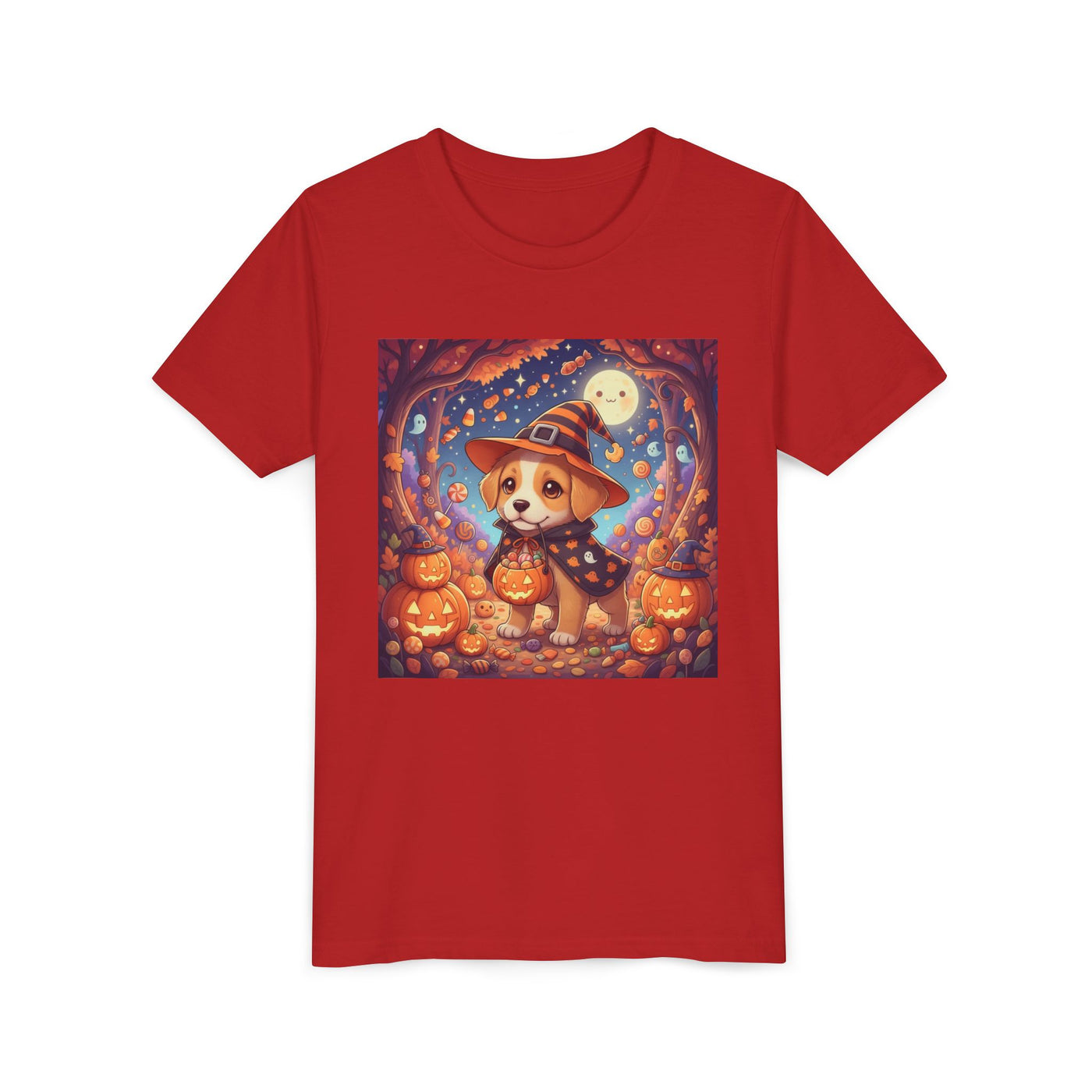 Halloween cute puppy anime style 1 Youth Tee, Short Sleeve T-Shirt, Kids Halloween Apparel, Cute Dog Tee, Fall Outfit for Children