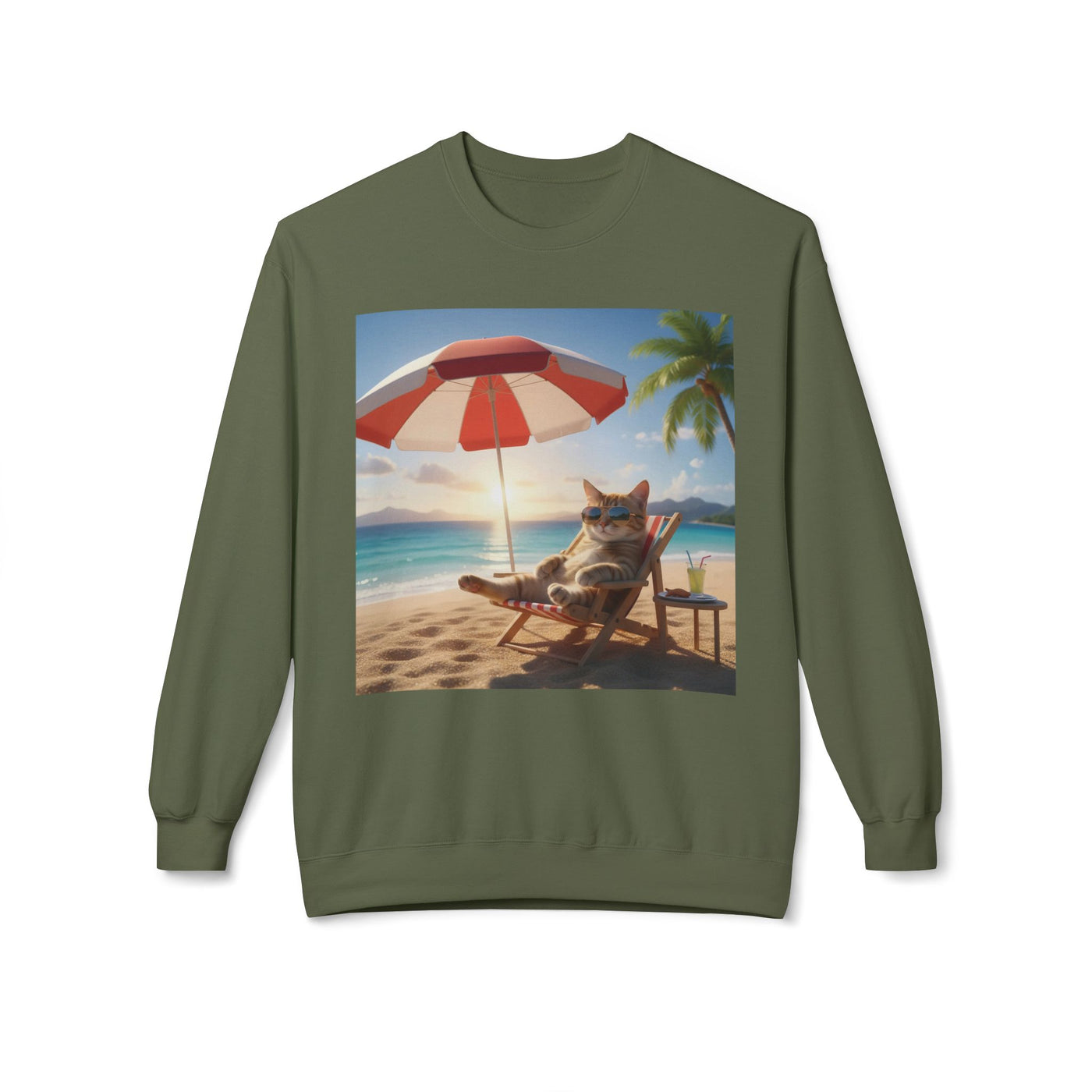 Beach Vibes Cat Crewneck Sweatshirt