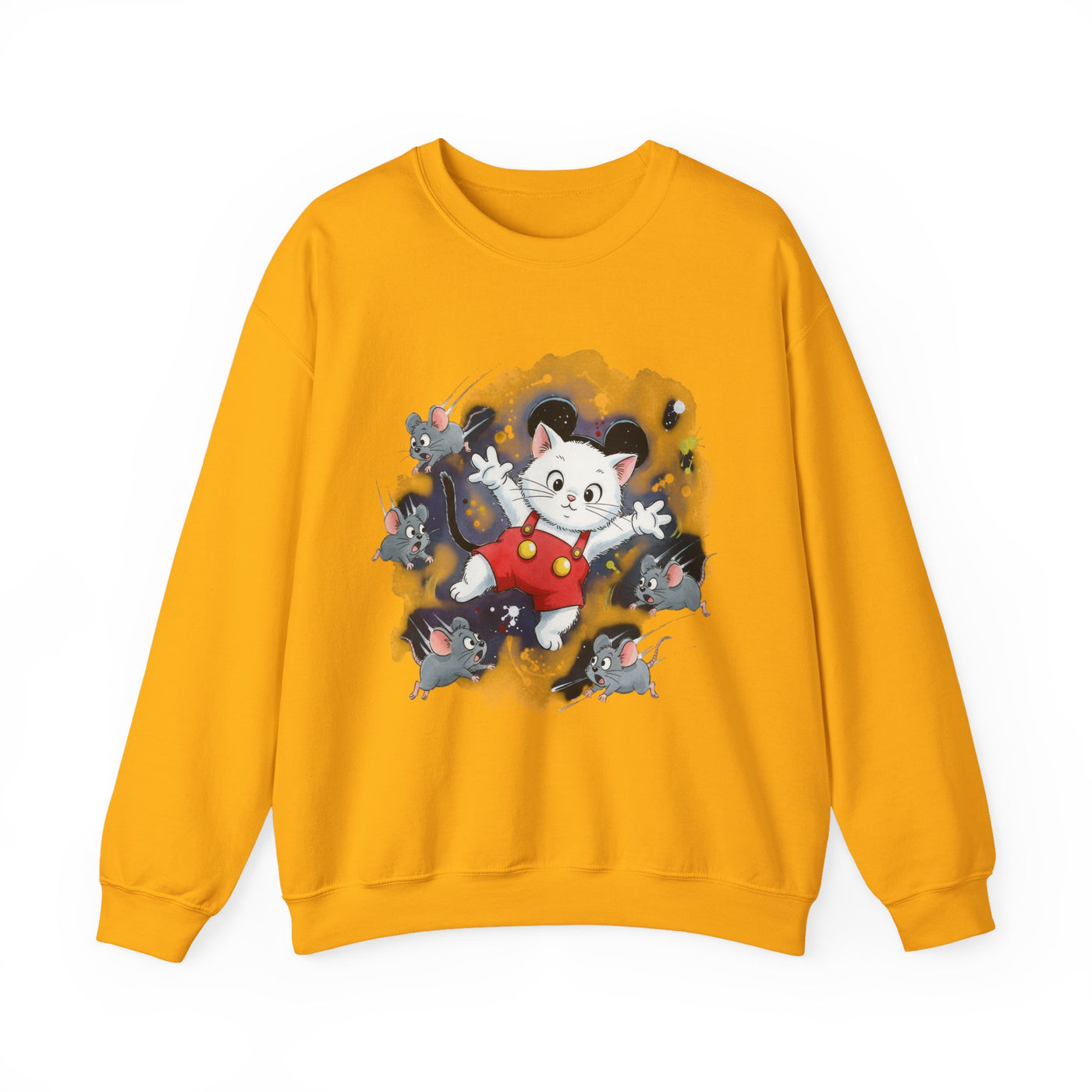 Watercolor painting style 2 Men & Women Cute Cat Pile Crewneck Sweatshirt