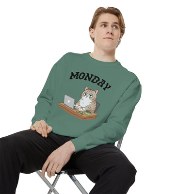 Monday Face Cat Stares Blankly Unisex Crewneck Sweatshirt style 4