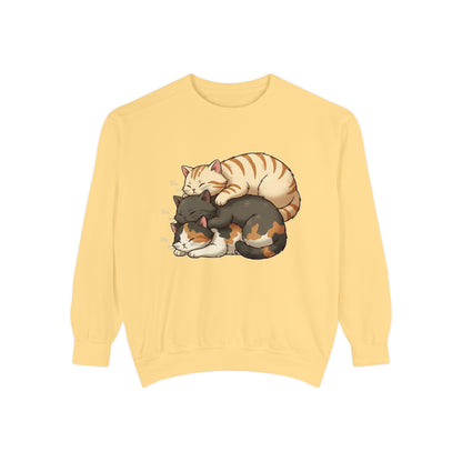 3 Cute Sleeping Cats Cozy Graphic Unisex Crewneck Sweatshirt style 4