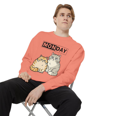 Monday Face Cat Stares Blankly Unisex Crewneck Sweatshirt style 1