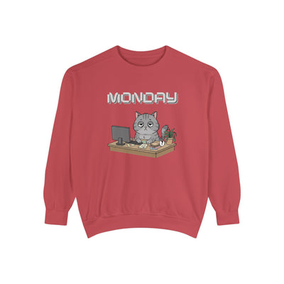 Monday Face Cat Stares Blankly Unisex Crewneck Sweatshirt style 2