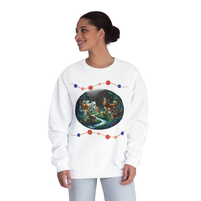 Cats & Dogs Happy Garden Unisex NuBlend Crewneck Sweatshirt style 1