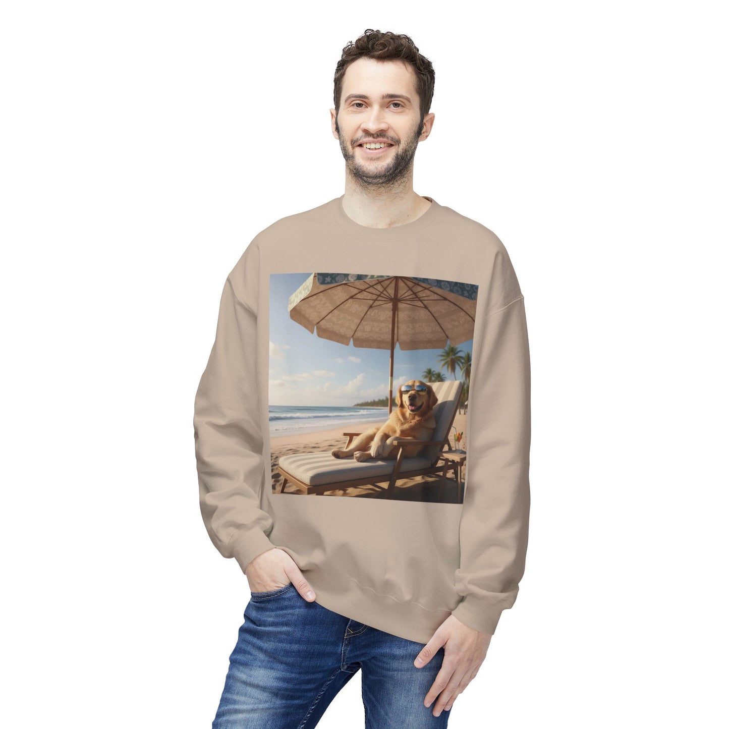 Beach Vibes Dog Graphic Unisex Crewneck Sweatshirt