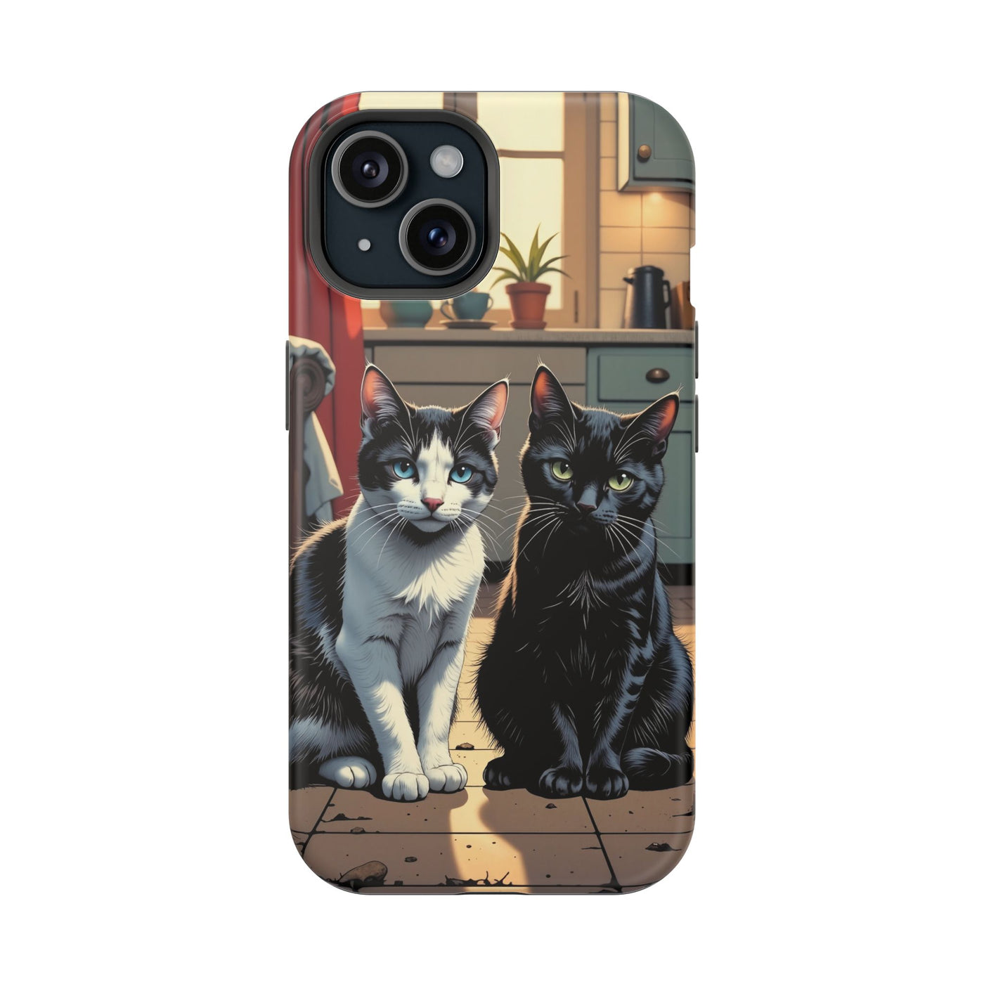 Cute Cats Magnetic Phone Case comic style 2, Cat Lover Gift, Impact-Resistant iPhone Case, Funny Pet Accessory, Unique Animal Design