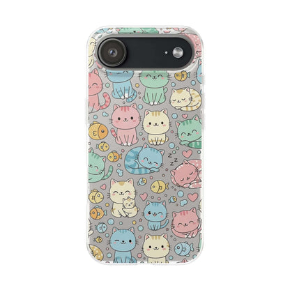Kawaii Colorful Cat Pattern iPhone 16 17 series Flexi Case
