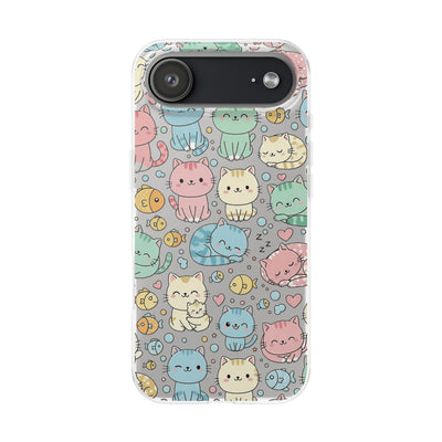 Kawaii Colorful Cat Pattern iPhone 15 / 16 / 17 series Flexi Case
