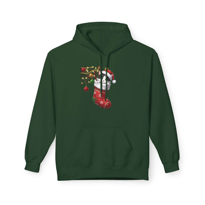 Kitten hiding in Christmas stocking Unisex Fleece Hoodie style 1