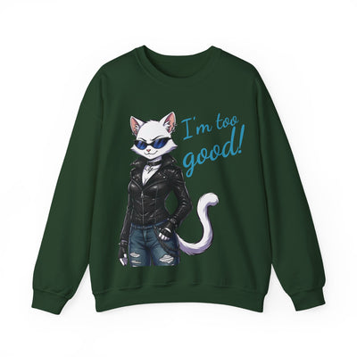 Cool Cat style 3 Unisex Crewneck Sweatshirt | Cozy Gift for Cat Lovers, Casual Wear, Unique Graphic Sweatshirt, Birthday Gift, Everyday Style